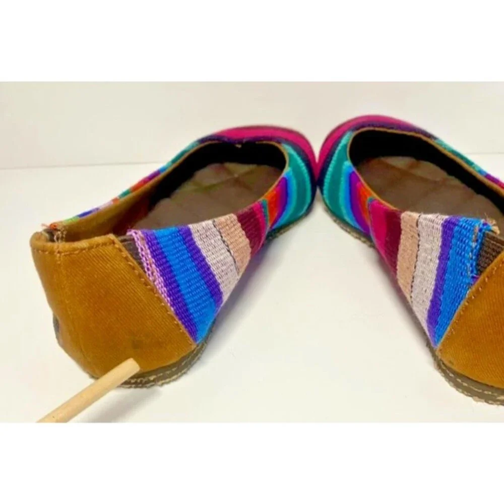 Reef Tropic Girl's Size 11 T Rainbow Stripe Ballet Flats Mex Boho Beach Colorful